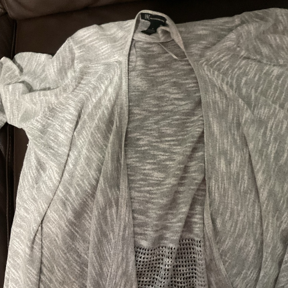 INC International Concepts Heather Gray Open-Front Cardigan
